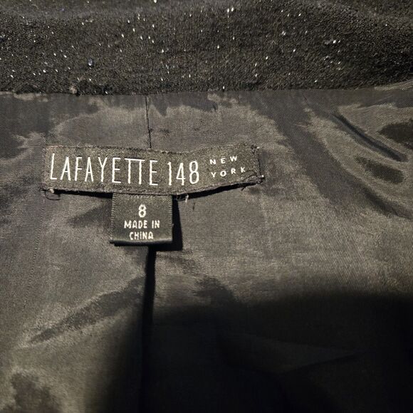 Lafayette Wool blend Metallic/black Suit Jacket Blazer Pocket Piter Pan Collar 8 - Picture 7 of 11